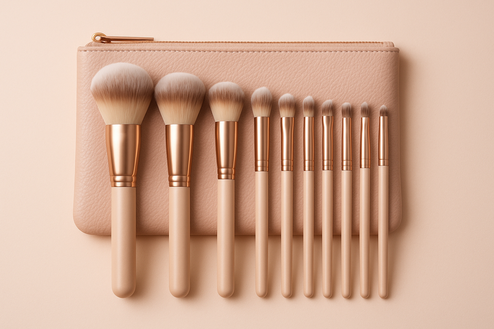 make up burshes pics, in bundle with background colour and also makeup pouch size 500X500